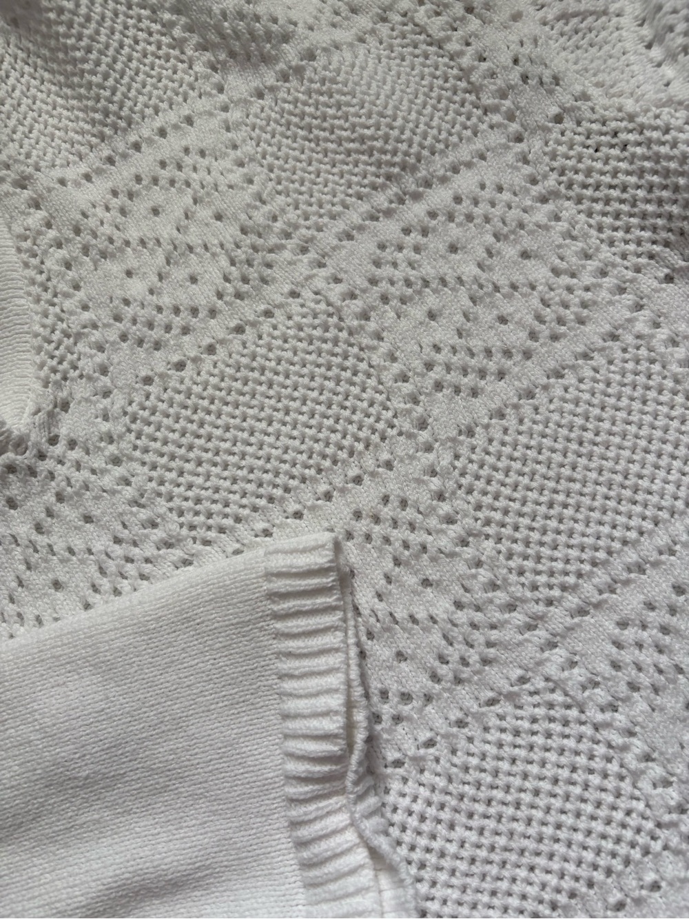EUC Lane Bryant White Openwork Collar V-Neck Short Sleeve Sweater - Picture 4 of 10